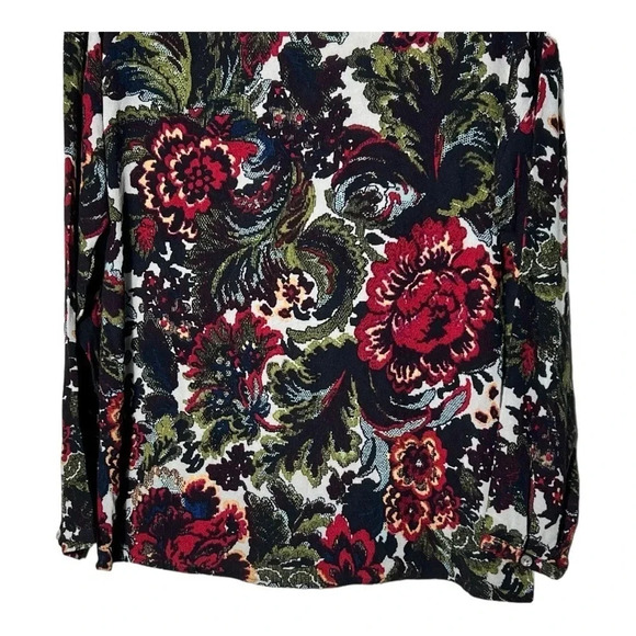 1892. J.JILL FLORAL PRINT LONG SLEEVE TOP BLOUSE SIZE XSMALL PETITE MULTICOLORED - Picture 4 of 9